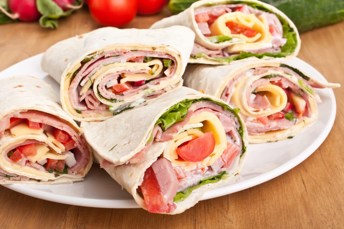 Turkey Cheddar Wraps are a great option for a healthy school lunch.